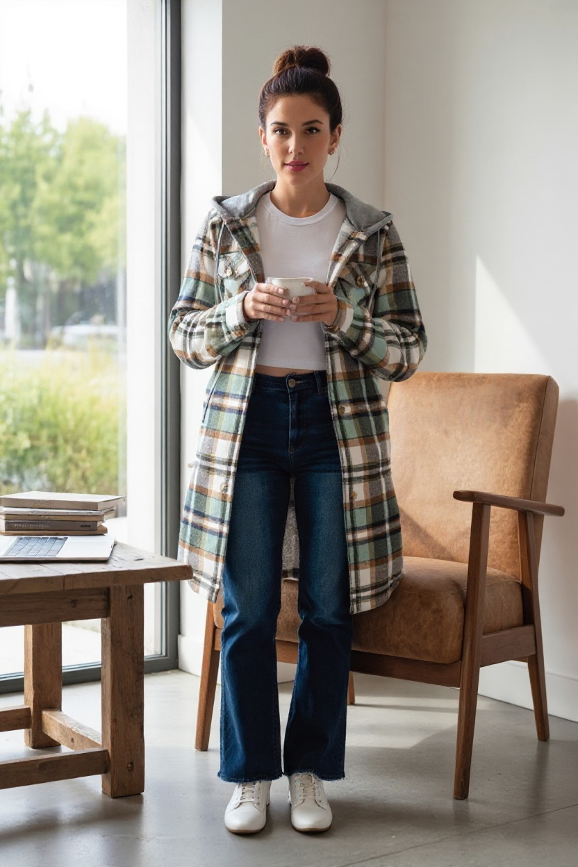 Flannel Jacket W/Pockets & Hoodie