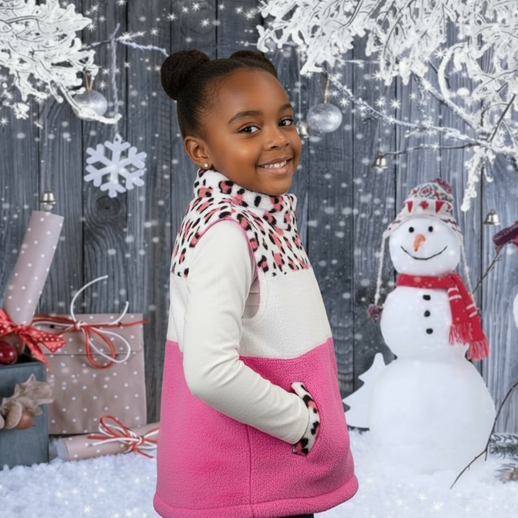 Leopard Pink Fleece Vest