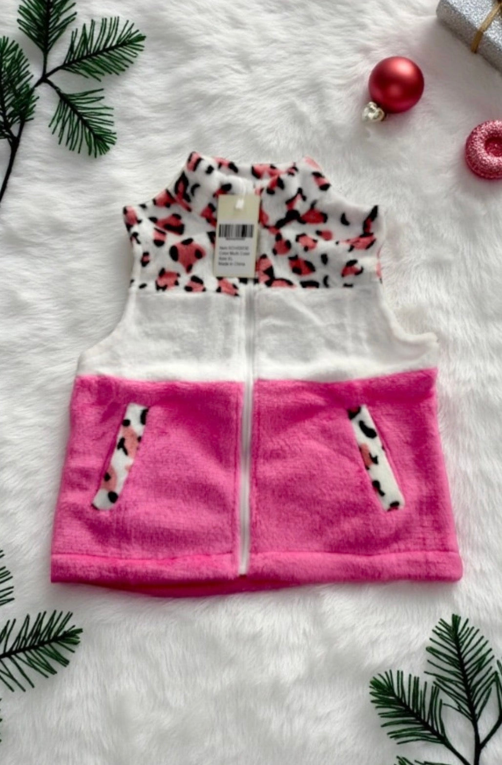 Leopard Pink Fleece Vest
