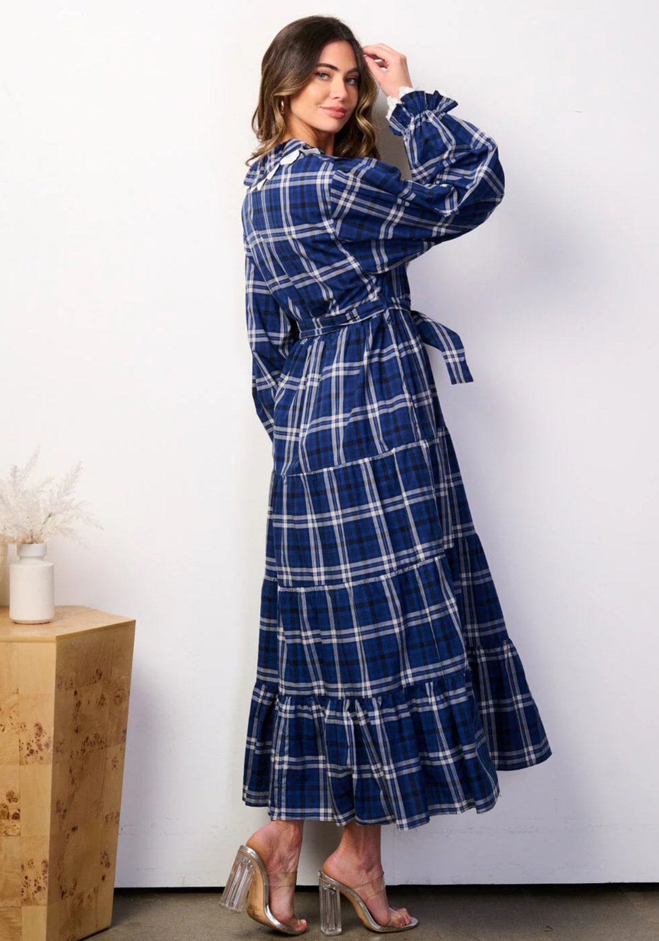 Button Up Gingham Maxi Dress