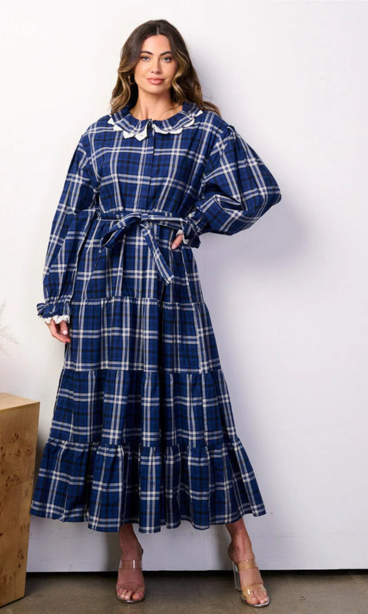 Button Up Gingham Maxi Dress